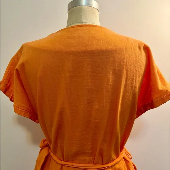 Martel 100% Linen Orange Wrap Dress - Picture 7 of 12